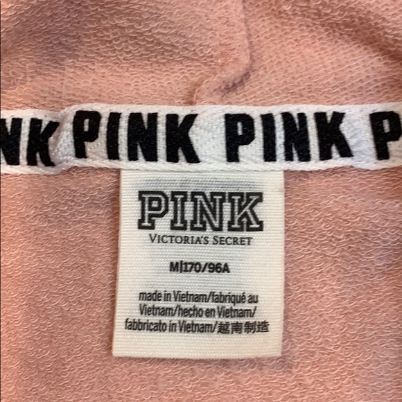 💋PINK brand zip up hoodie. Size M. Light Pink - Picture 3 of 4